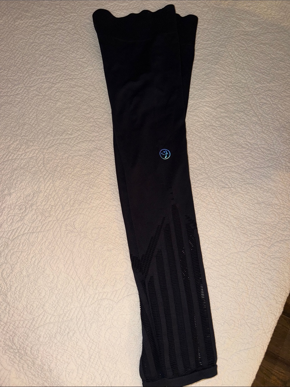 Zumba Black Compression Leggings with Subtle Texture and Logo